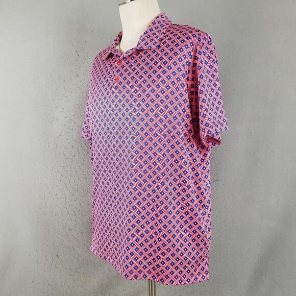 Caddy Cart Golf Polo Shirt Mens Extra Large XL Red Blue Patriotic USA Flag - Picture 6 of 13